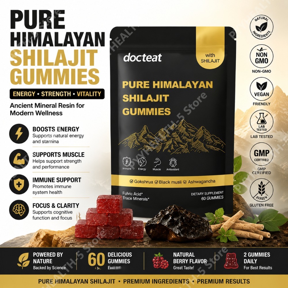 Herbal Wellness Supplement - Docteat Pure Himalayan Shilajit Gummies dengan