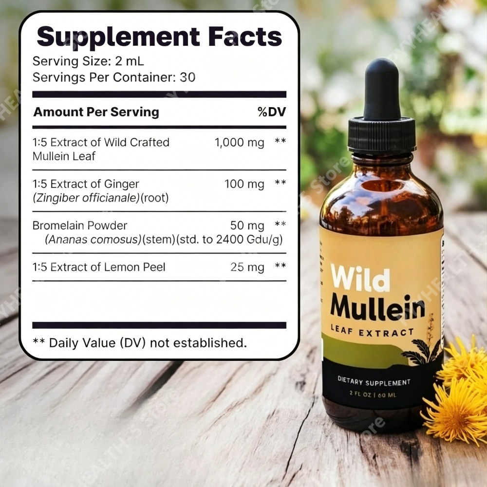 Tetes Daun Mullein Liar dengan - Herbal Wellness Supplement ulasan dan harga