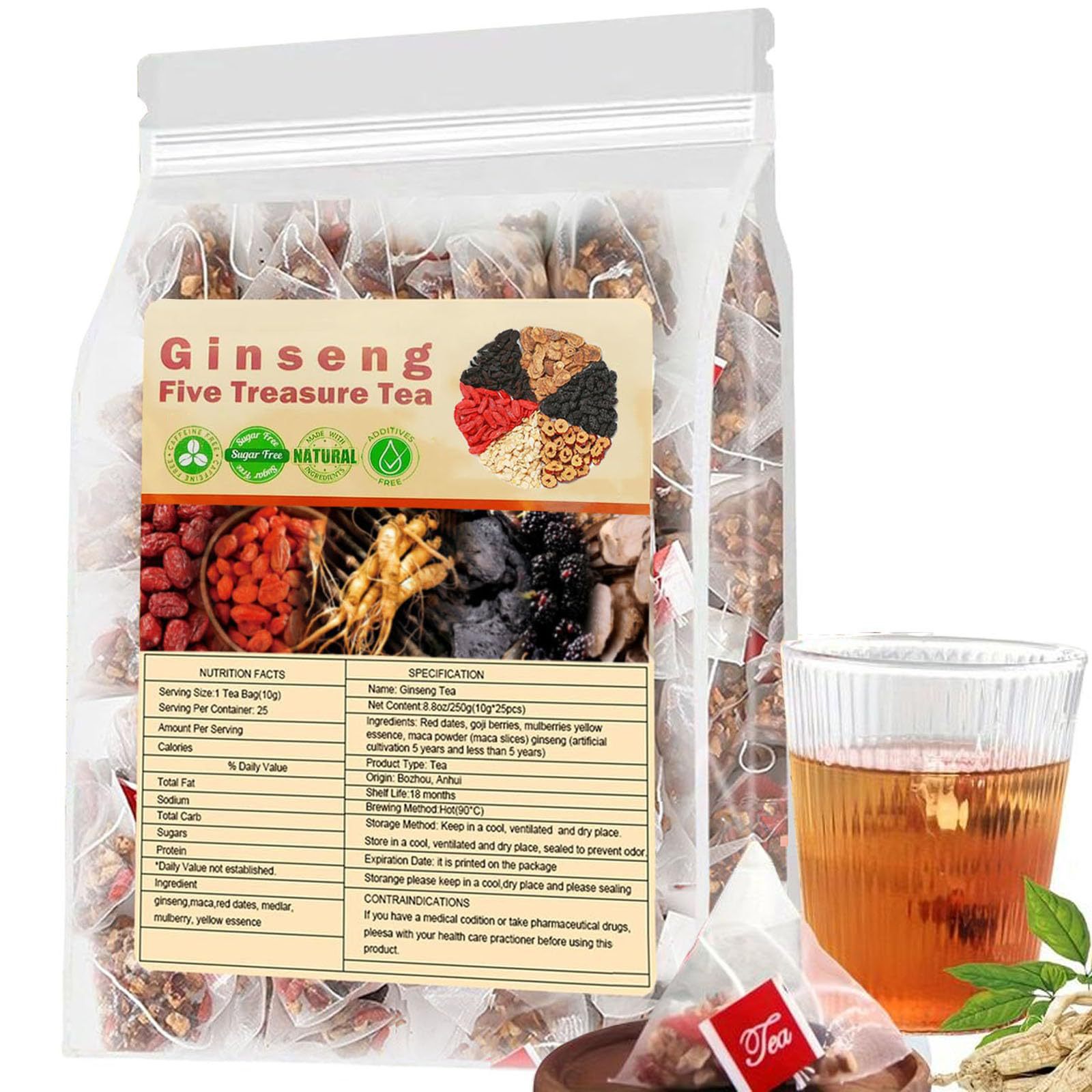 Teh Ginseong Lima Harta Karun, - Herbal Wellness Products ulasan dan harga