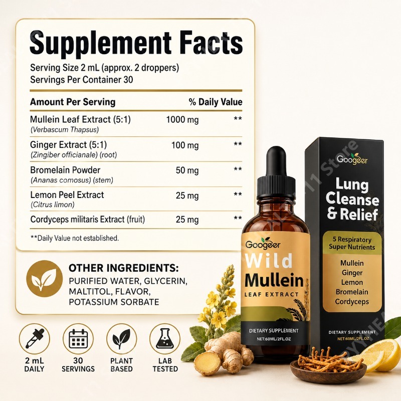 Tetes Cair Mullein Campuran He - Herbal Wellness Supplement ulasan dan harga